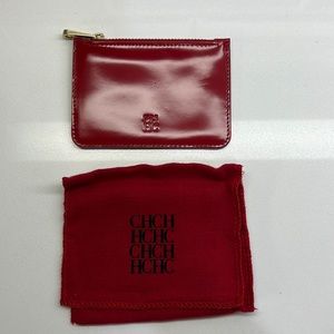 CH Carolina Herrera patent leather coin pouch in Red
